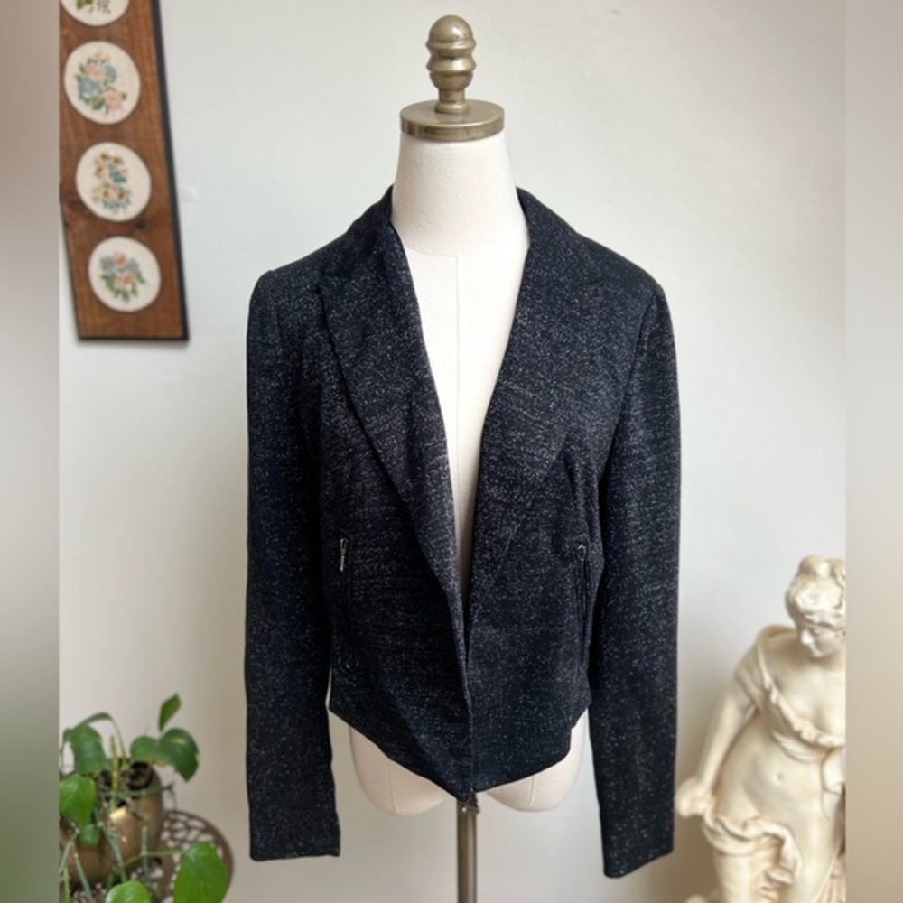 Vivienne Tam Metallic Black Moto Blazer Jacket Medium